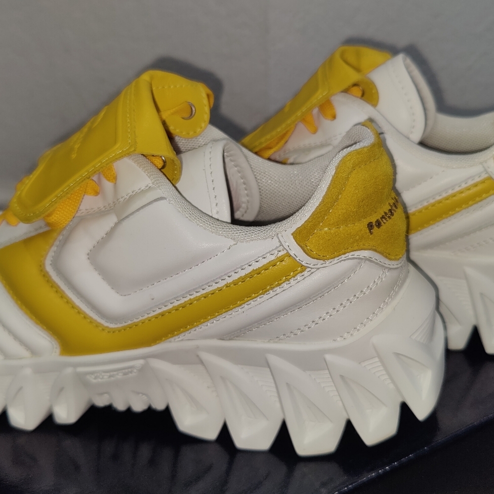 Pantofola D'oro leather womans white and yellow sneakers made in italy size 7.5 - Picture 3 of 7